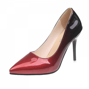 Red and black ombre patent leather stilettoes